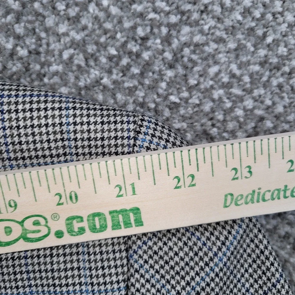 Ralph Lauren 50R Blazer Silk Wool Houndstooth Blue Windowpane Sport Coat Jacket